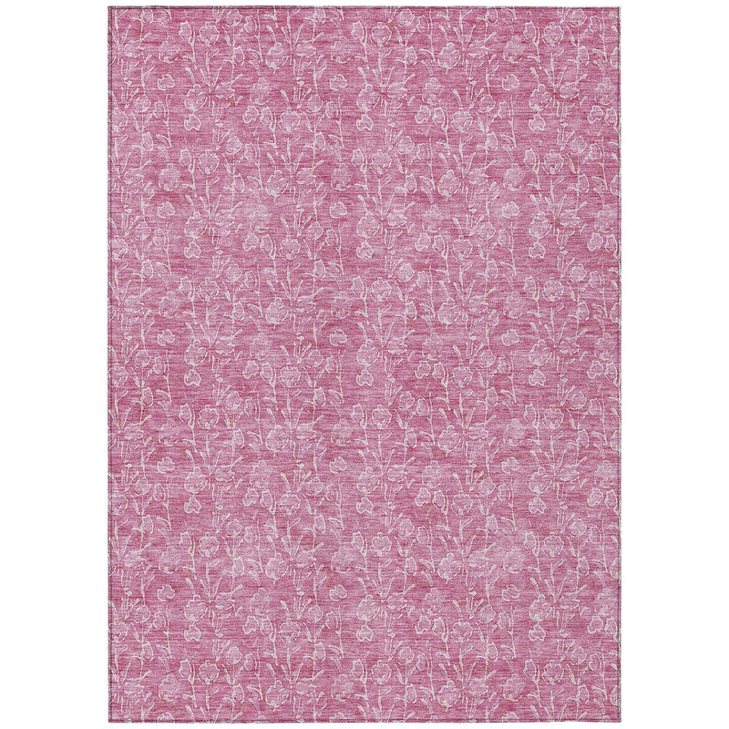 10' X 14' Blush And Ivory Floral Washable Indoor Outdoor Area Rug