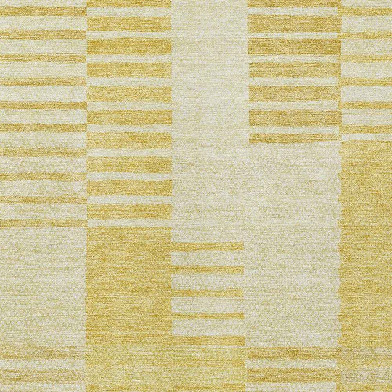 9' X 12' Gold Wheat And Ivory Striped Washable Indoor Outdoor Area Rug