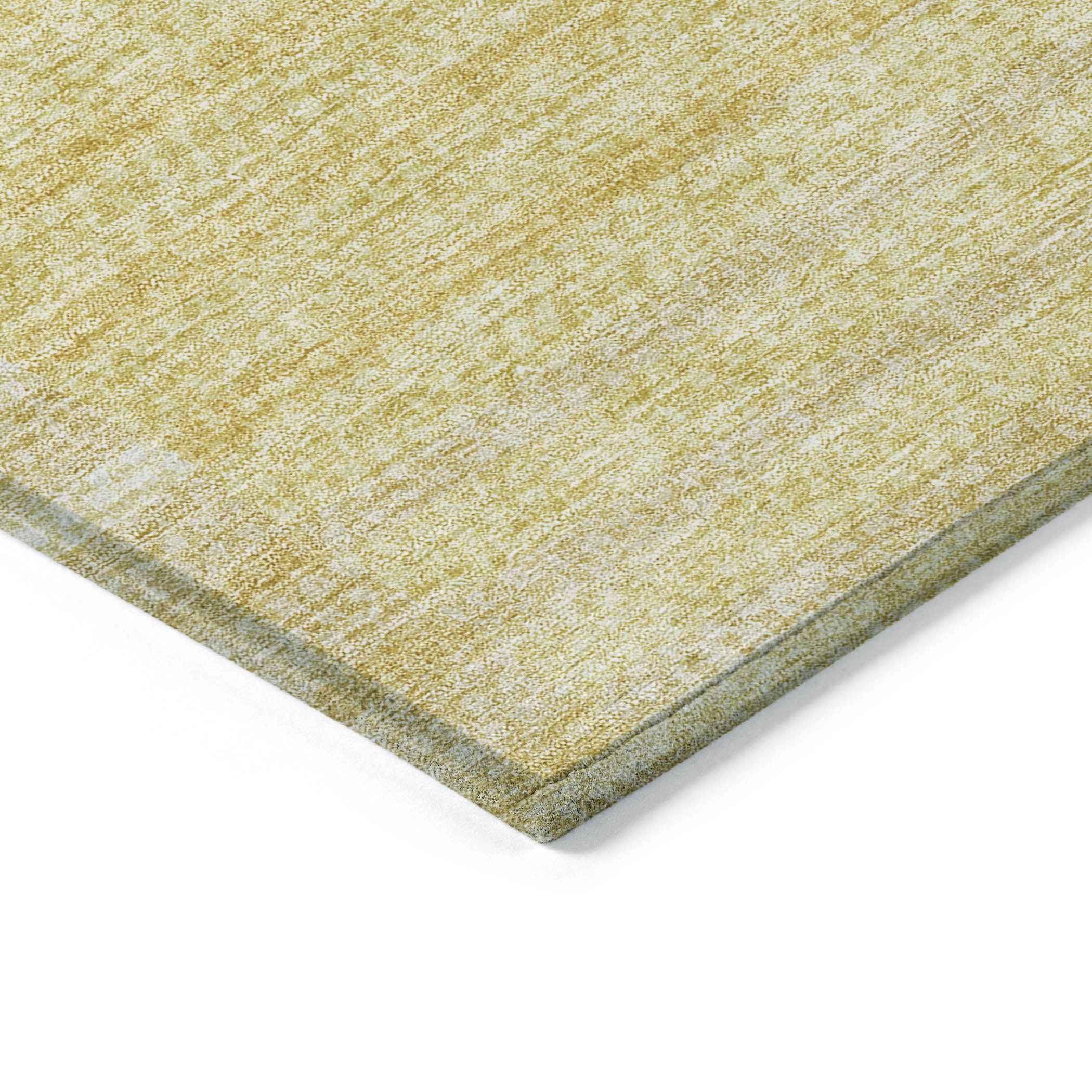 9' X 12' Gold Wheat And Ivory Striped Washable Indoor Outdoor Area Rug