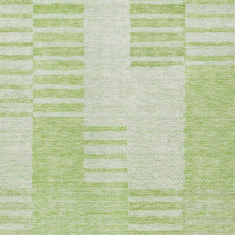 3' X 5' Artichoke Green And Mint Green Striped Washable Indoor Outdoor Area Rug