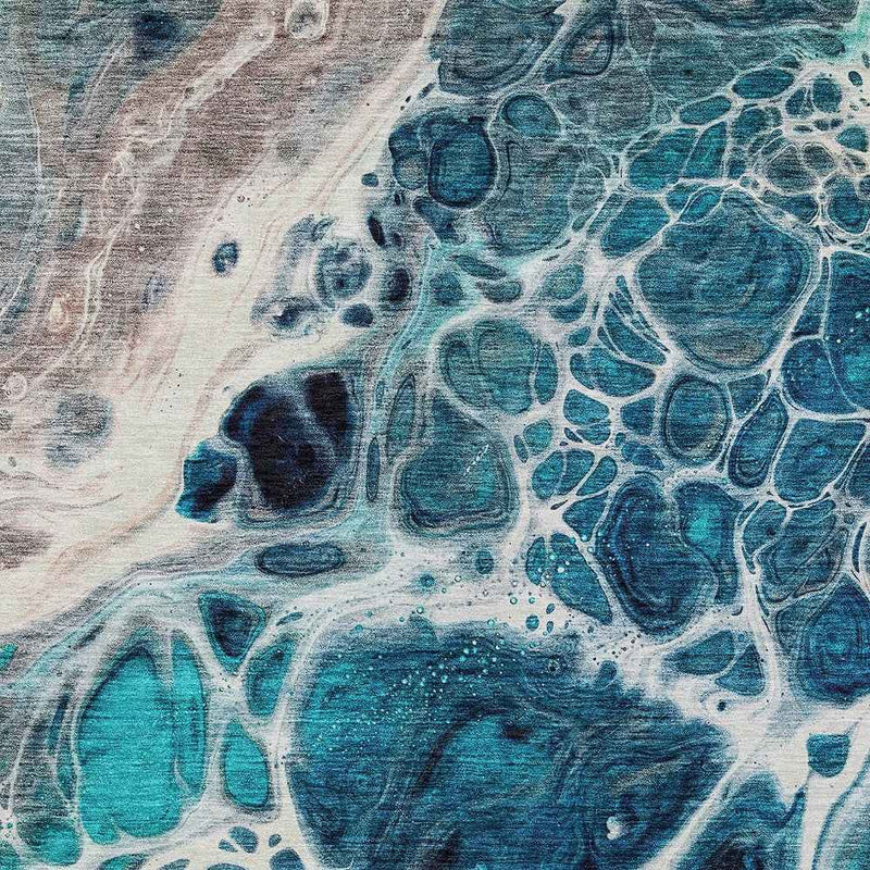 3' X 5' Teal Blue And Navy Blue Nautical Washable Indoor Outdoor Area Rug