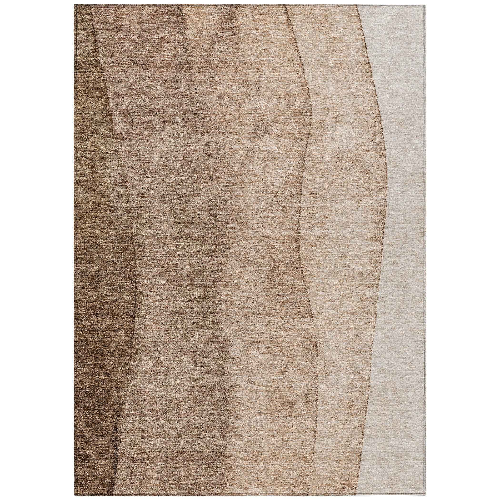 9' X 12' Brown And Beige Ombre Washable Indoor Outdoor Area Rug