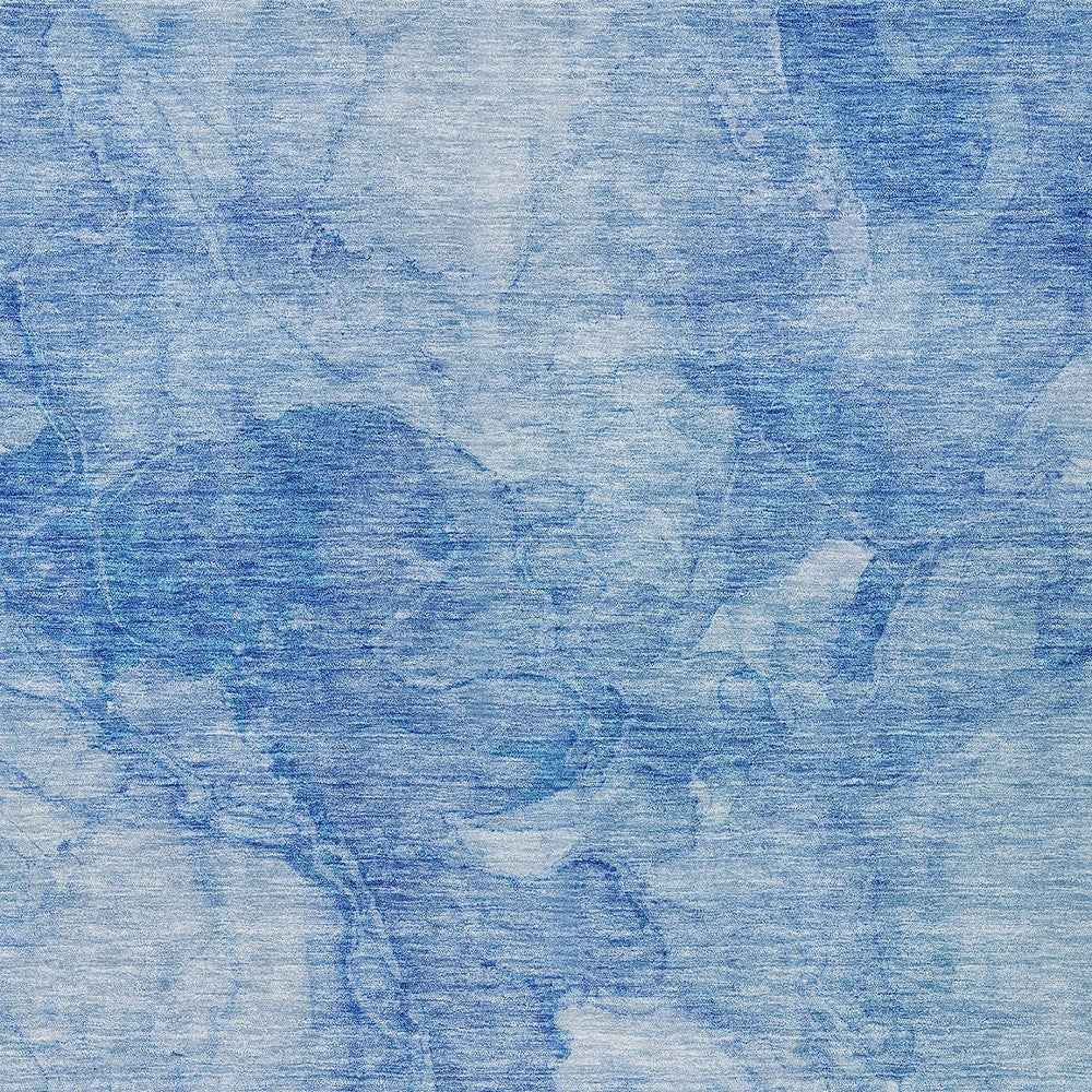3' X 5' Denim Blue And Sky Blue Nautical Washable Indoor Outdoor Area Rug