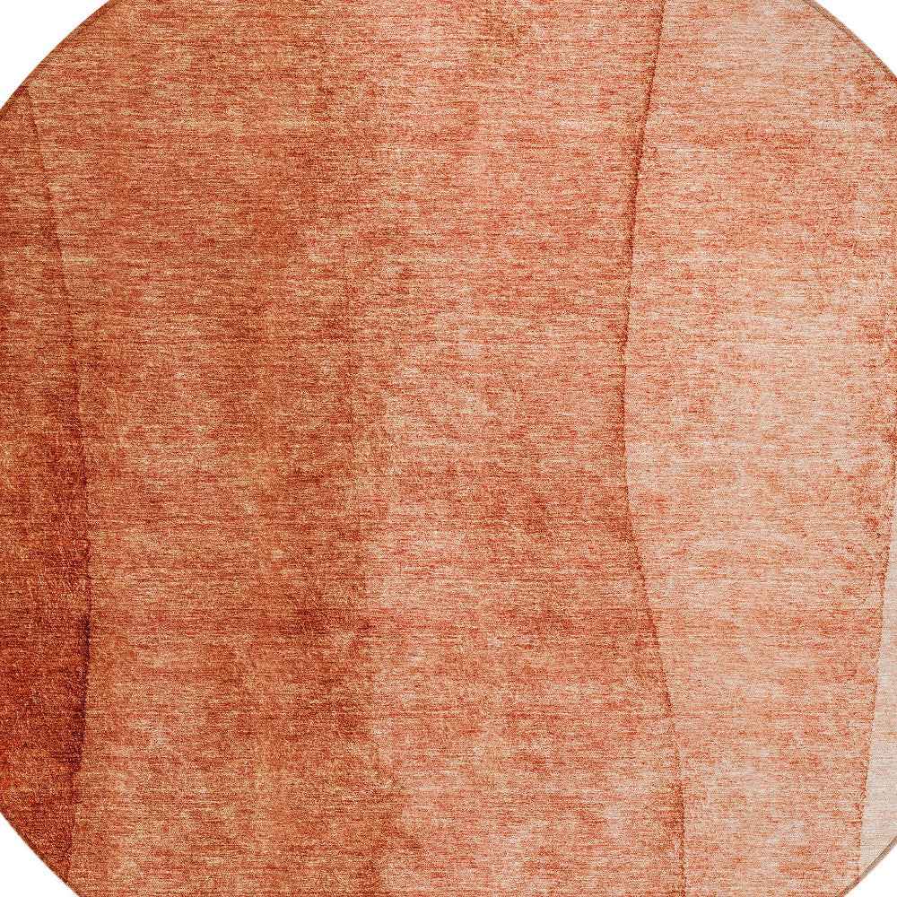 8' Red Copper And Terra Cotta Round Ombre Washable Indoor Outdoor Area Rug