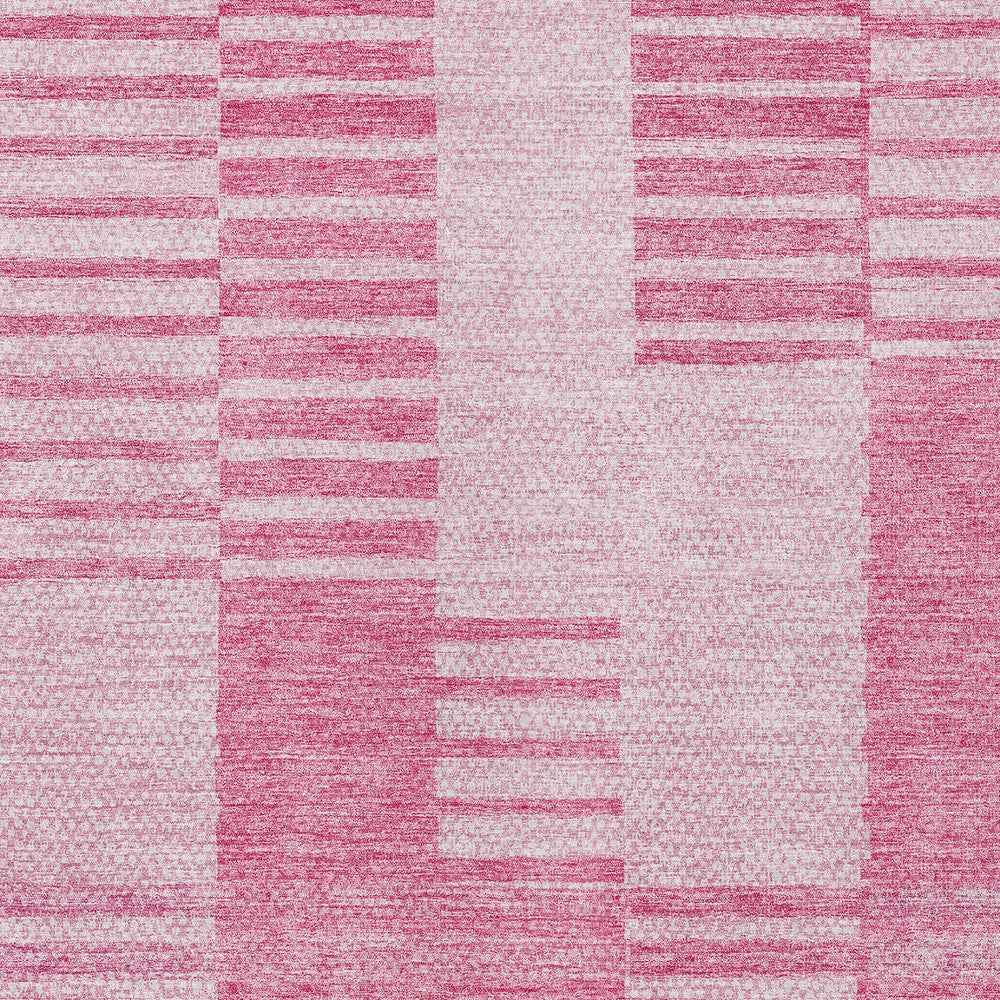 3' X 5' Pink And Blush Striped Washable Indoor Outdoor Area Rug