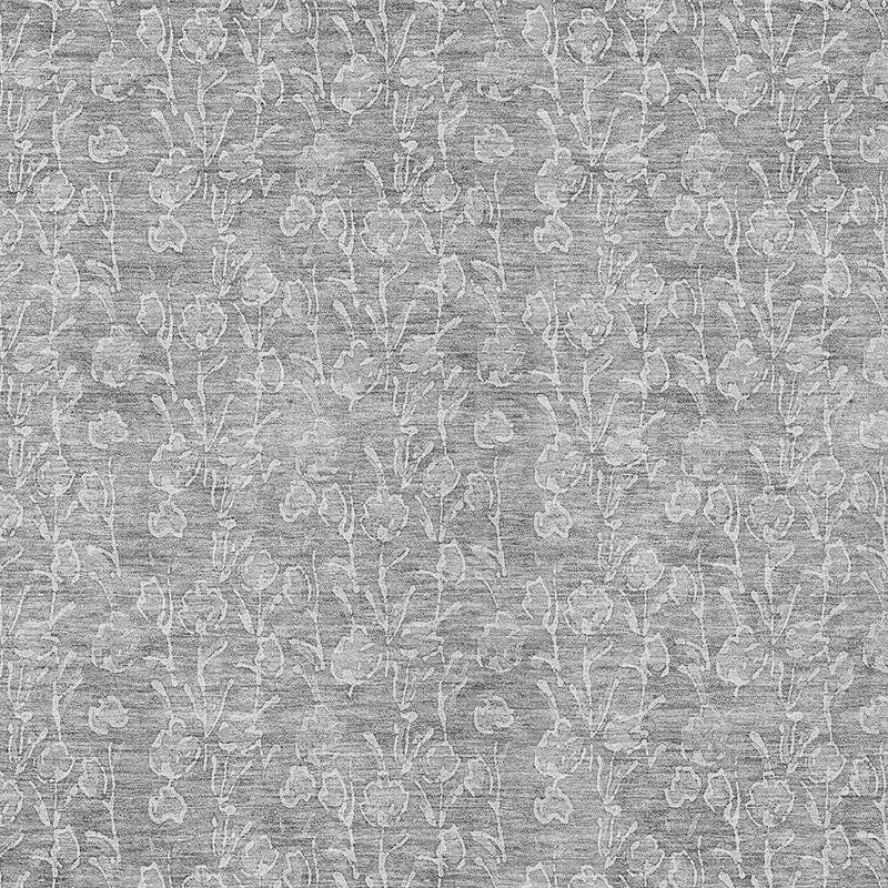 5' X 8' Silver And Ivory Floral Washable Indoor Outdoor Area Rug