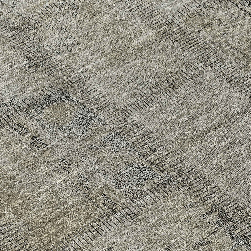 8' Taupe Brown And Beige Round Patchwork Washable Indoor Outdoor Area Rug