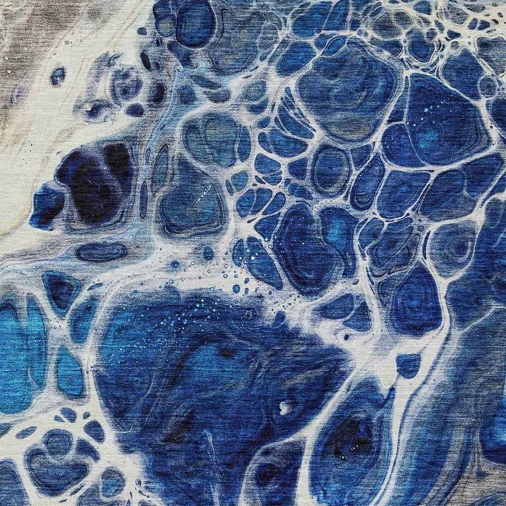 8' X 10' Navy Blue And Gray Nautical Washable Indoor Outdoor Area Rug