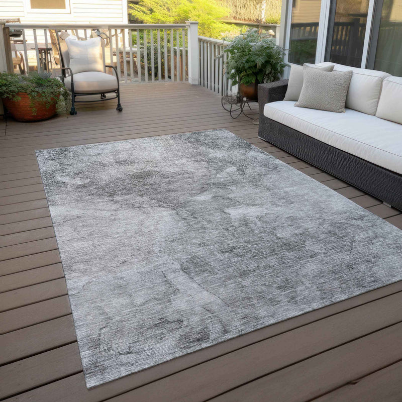 3' X 5' Gray Silver And Charcoal Nautical Washable Indoor Outdoor Area Rug