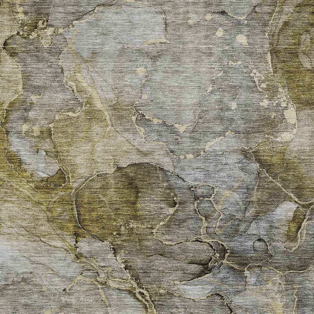 9' X 12' Taupe Brown And Gray Abstract Washable Indoor Outdoor Area Rug