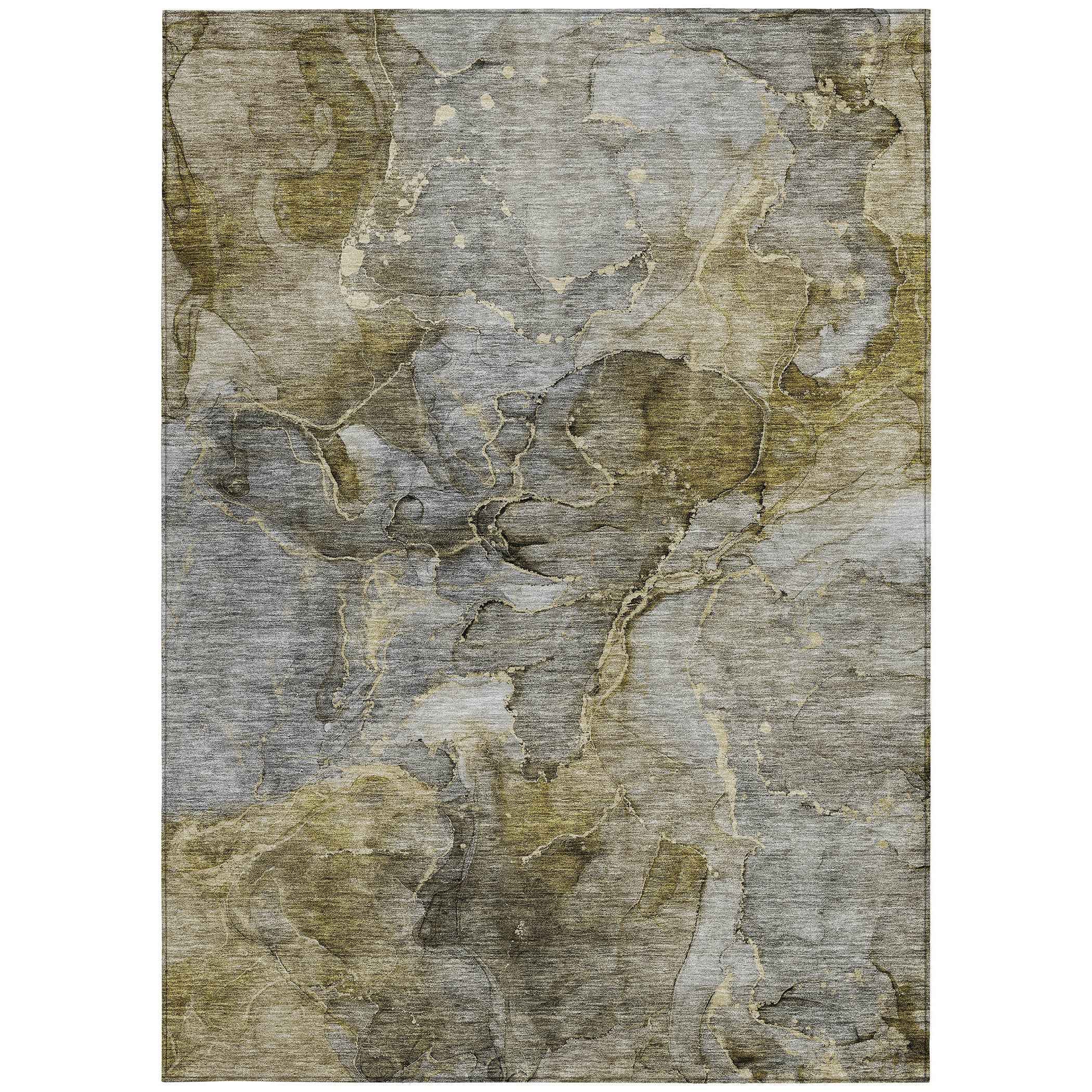 9' X 12' Taupe Brown And Gray Abstract Washable Indoor Outdoor Area Rug