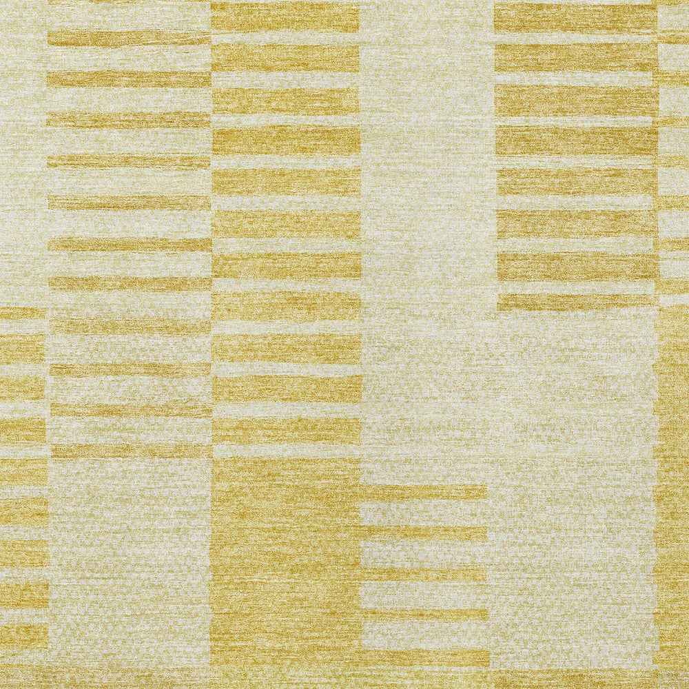 8' X 10' Gold Wheat And Ivory Striped Washable Indoor Outdoor Area Rug