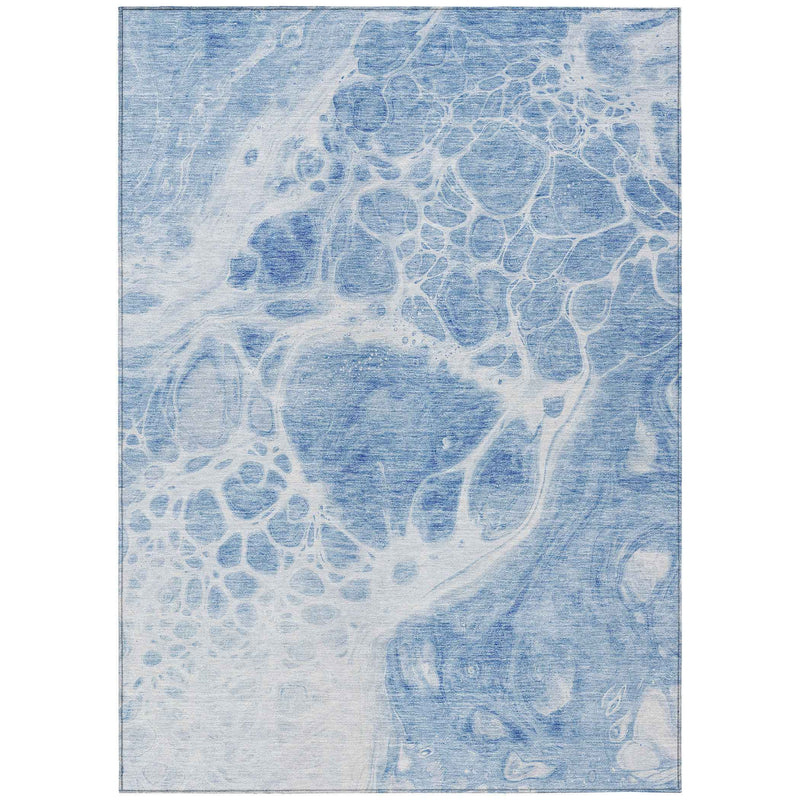 3' X 5' Sky Blue And Denim Blue Nautical Washable Indoor Outdoor Area Rug