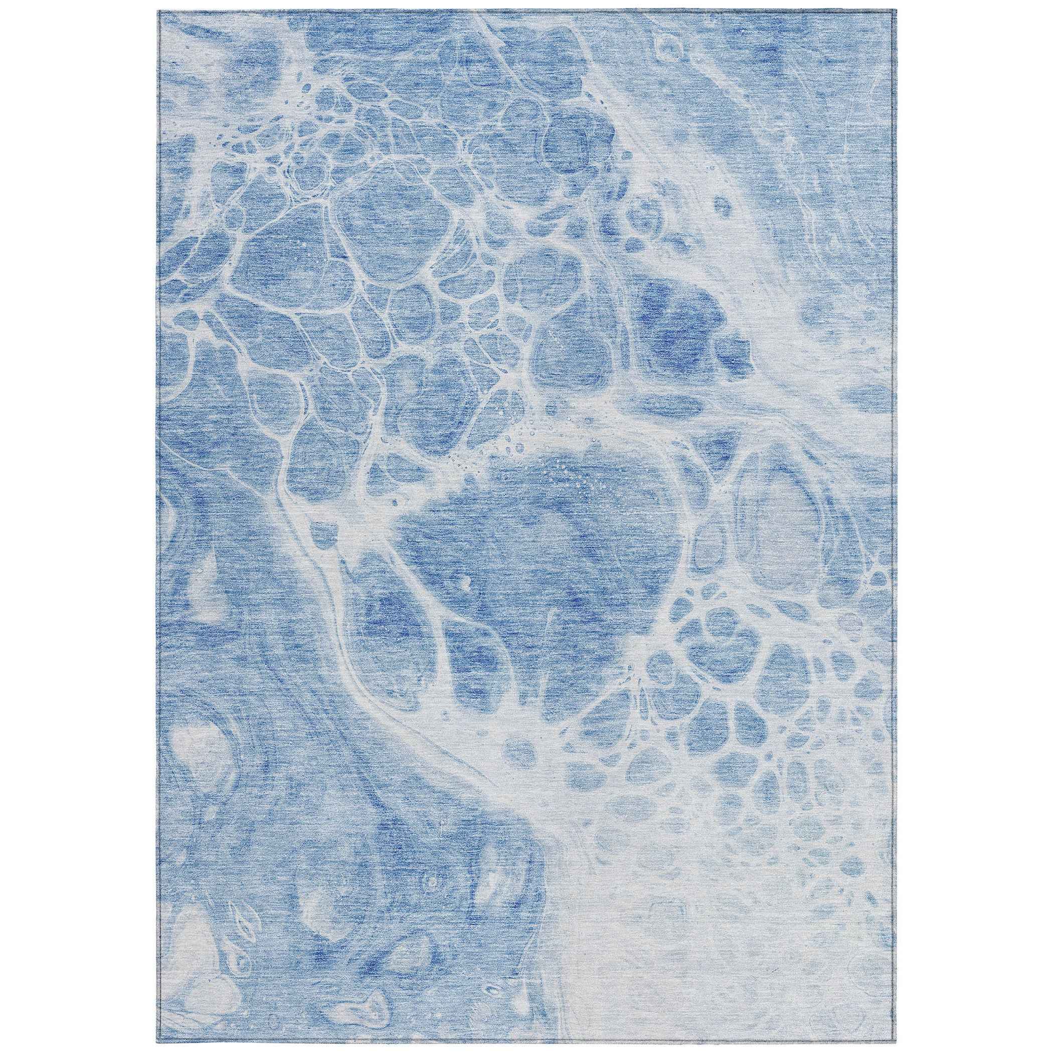 3' X 5' Sky Blue And Denim Blue Nautical Washable Indoor Outdoor Area Rug