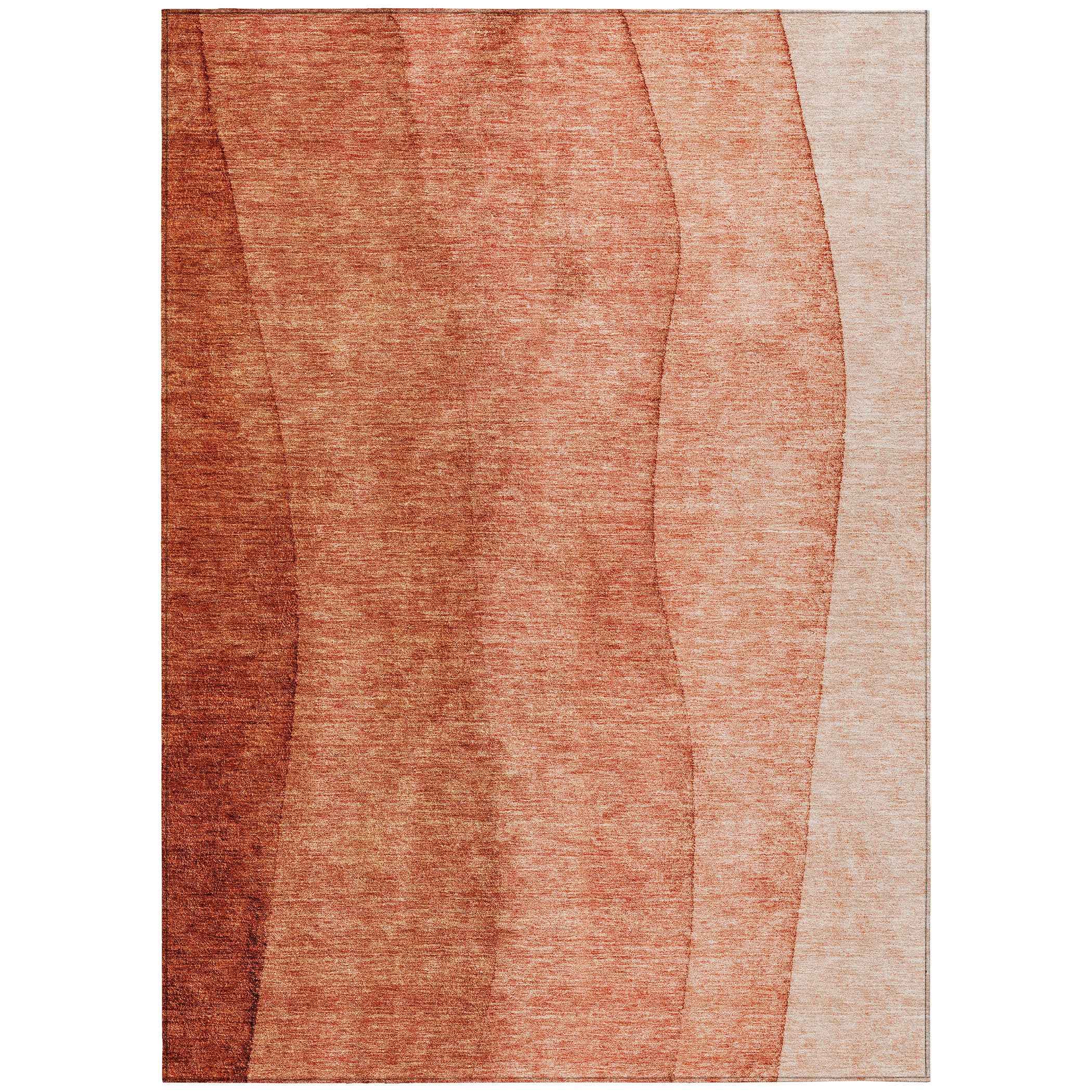 9' X 12' Red Copper And Terra Cotta Ombre Washable Indoor Outdoor Area Rug