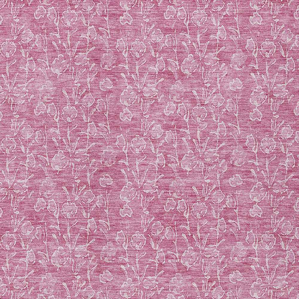 8' X 10' Blush And Ivory Floral Washable Indoor Outdoor Area Rug