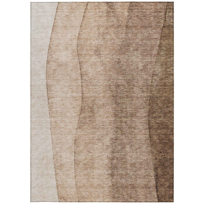 10' X 14' Brown And Beige Ombre Washable Indoor Outdoor Area Rug