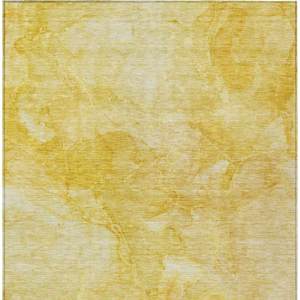 3' X 5' Gold And Yellow Nautical Washable Indoor Outdoor Area Rug