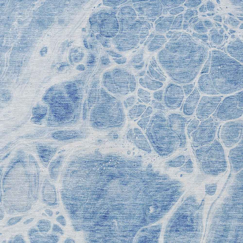 10' X 14' Sky Blue And Denim Blue Nautical Washable Indoor Outdoor Area Rug