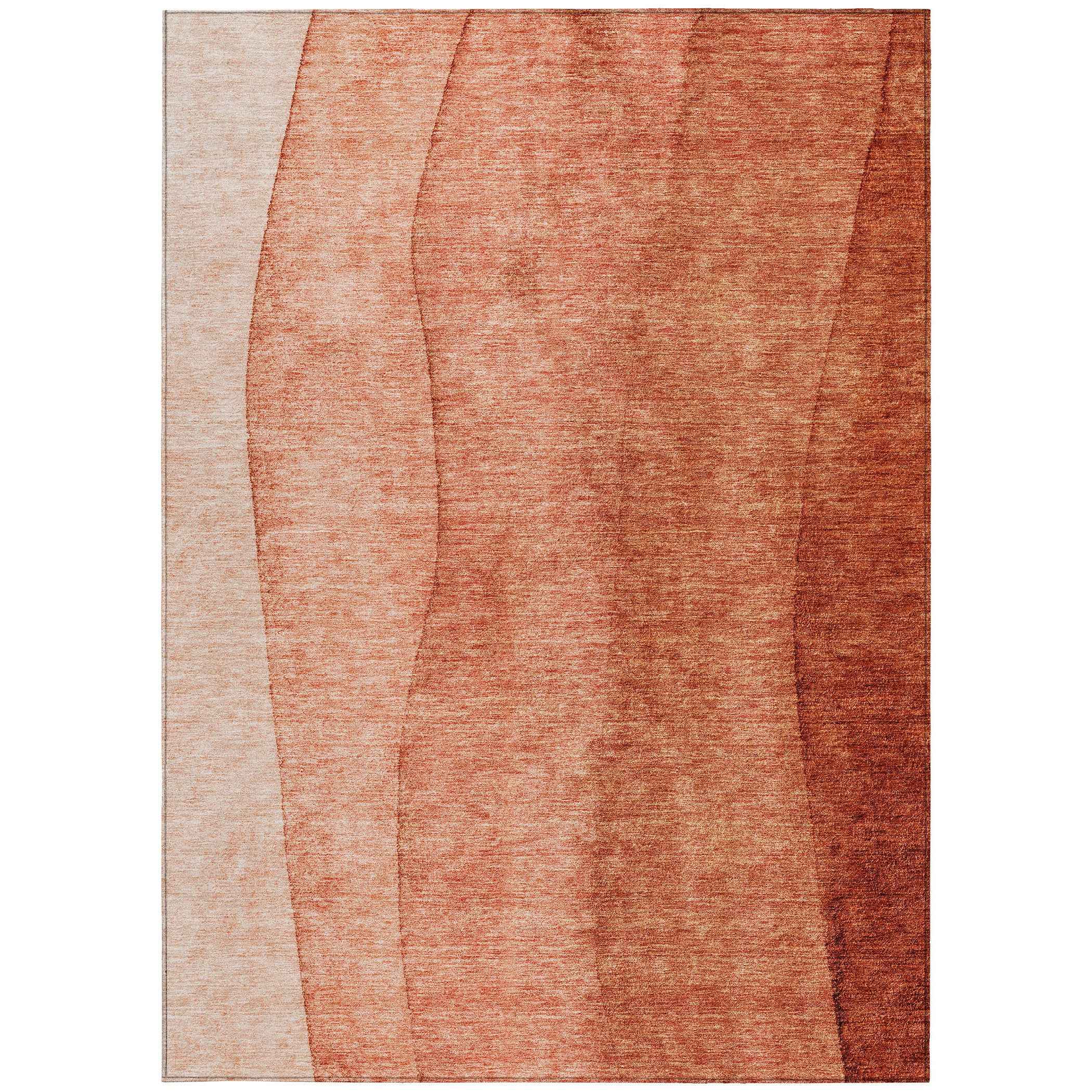 5' X 8' Red Copper And Terra Cotta Ombre Washable Indoor Outdoor Area Rug