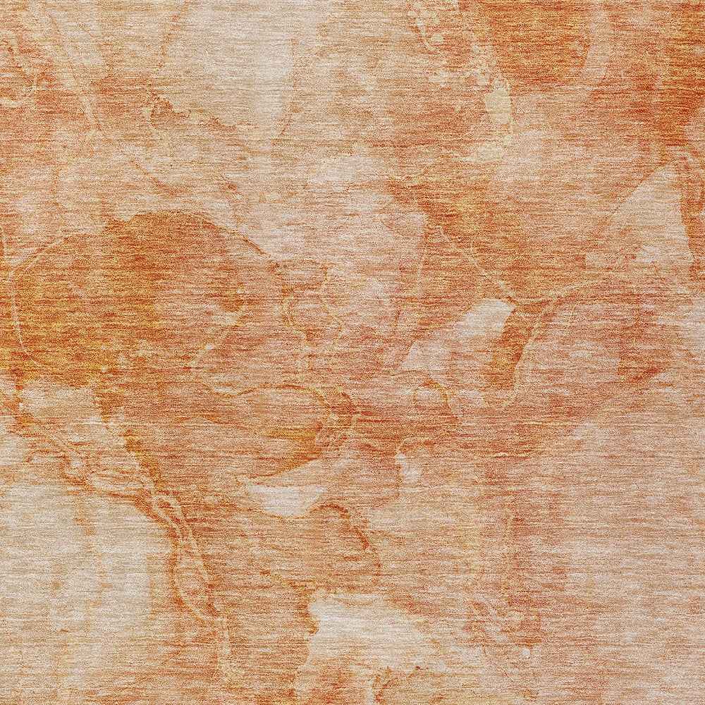 3' X 5' Salmon Peach And Ivory Nautical Washable Indoor Outdoor Area Rug