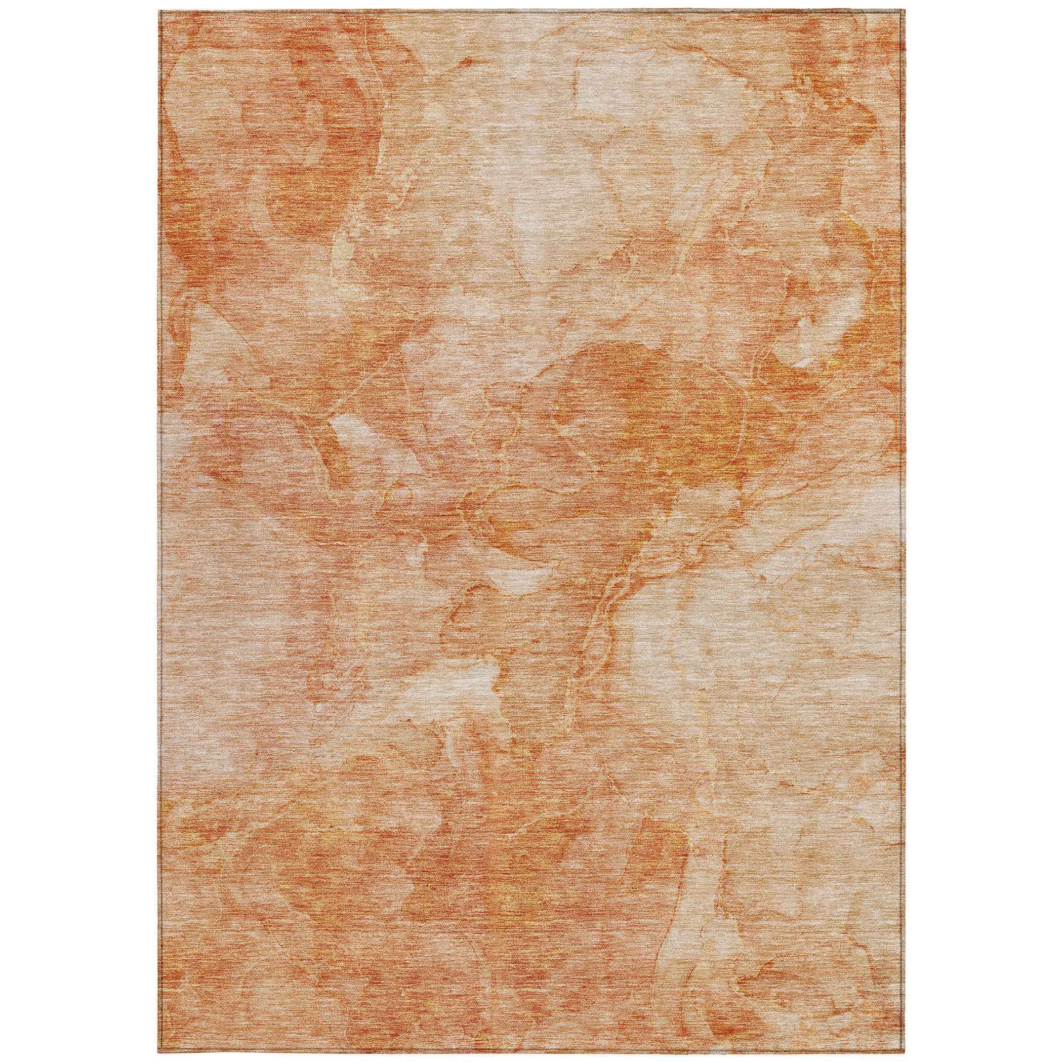 3' X 5' Salmon Peach And Ivory Nautical Washable Indoor Outdoor Area Rug