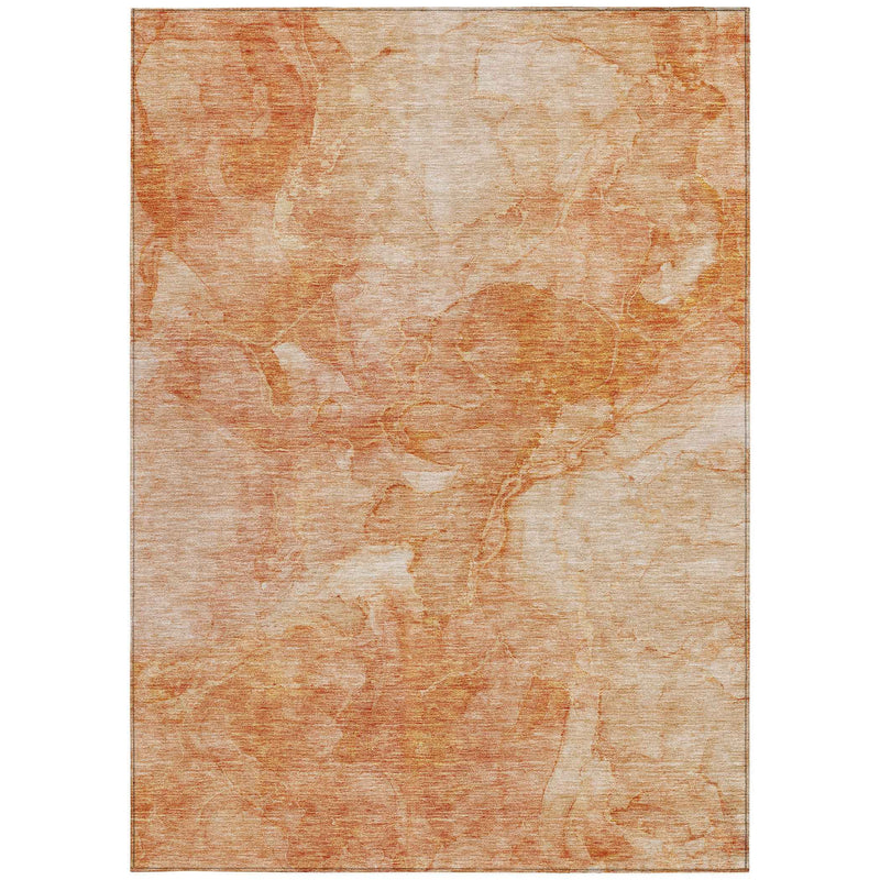 3' X 5' Salmon Peach And Ivory Nautical Washable Indoor Outdoor Area Rug
