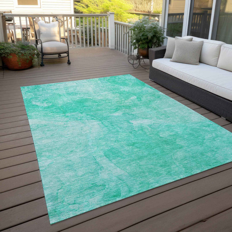 9' X 12' Teal Blue And Aqua Nautical Washable Indoor Outdoor Area Rug