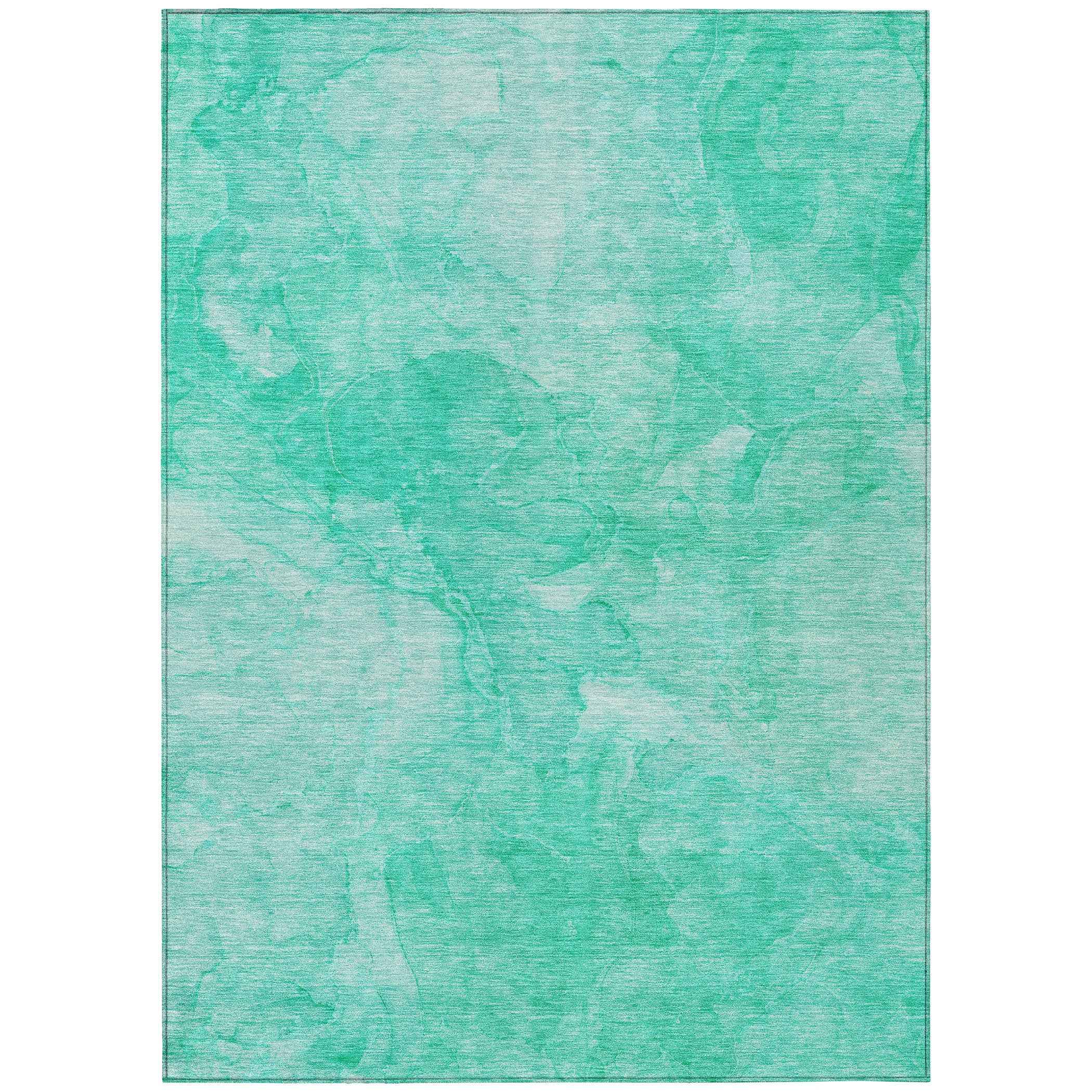 9' X 12' Teal Blue And Aqua Nautical Washable Indoor Outdoor Area Rug