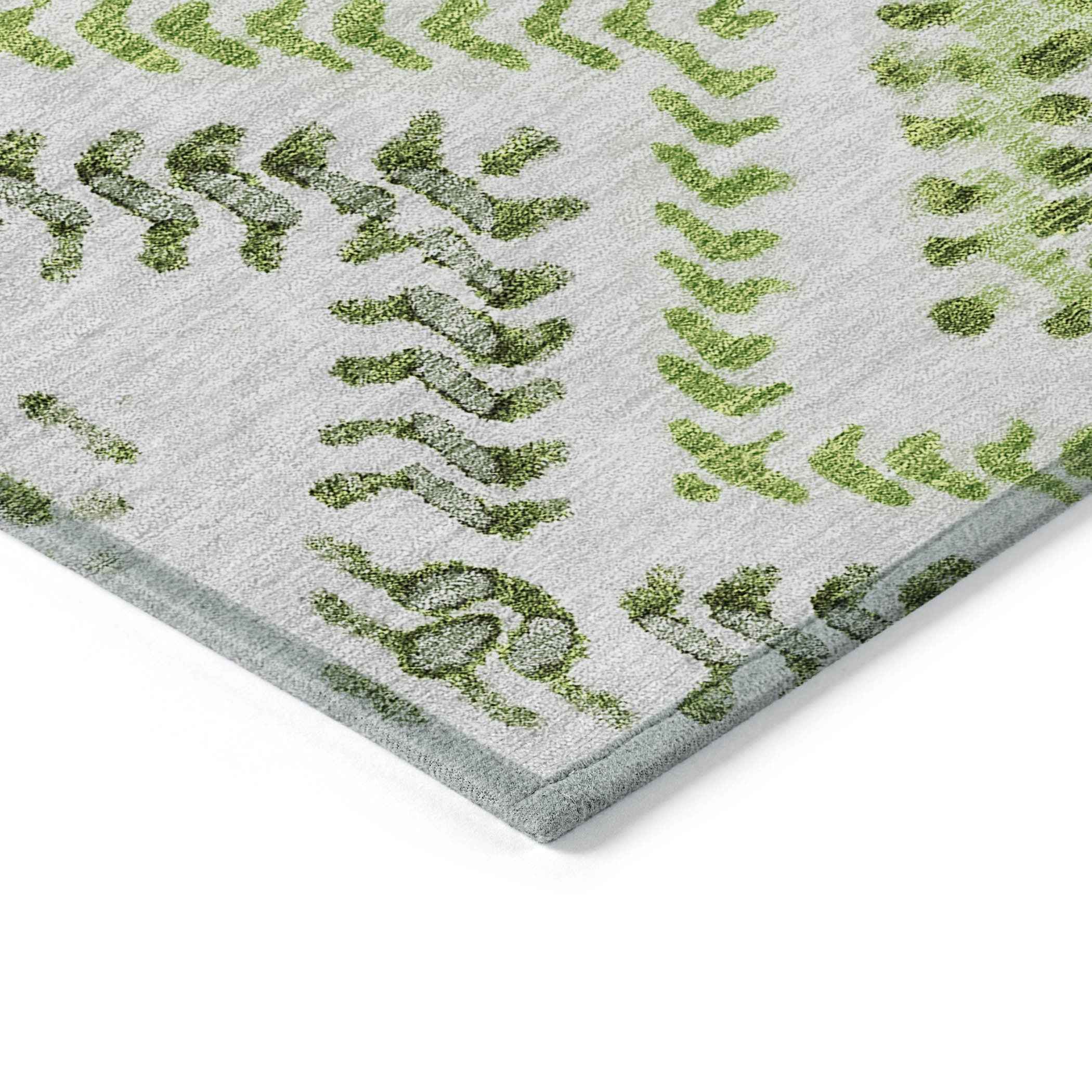 9' X 12' Green Ivory And Gray Geometric Washable Indoor Outdoor Area Rug