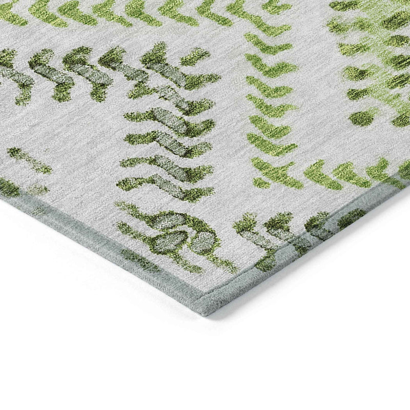 9' X 12' Green Ivory And Gray Geometric Washable Indoor Outdoor Area Rug