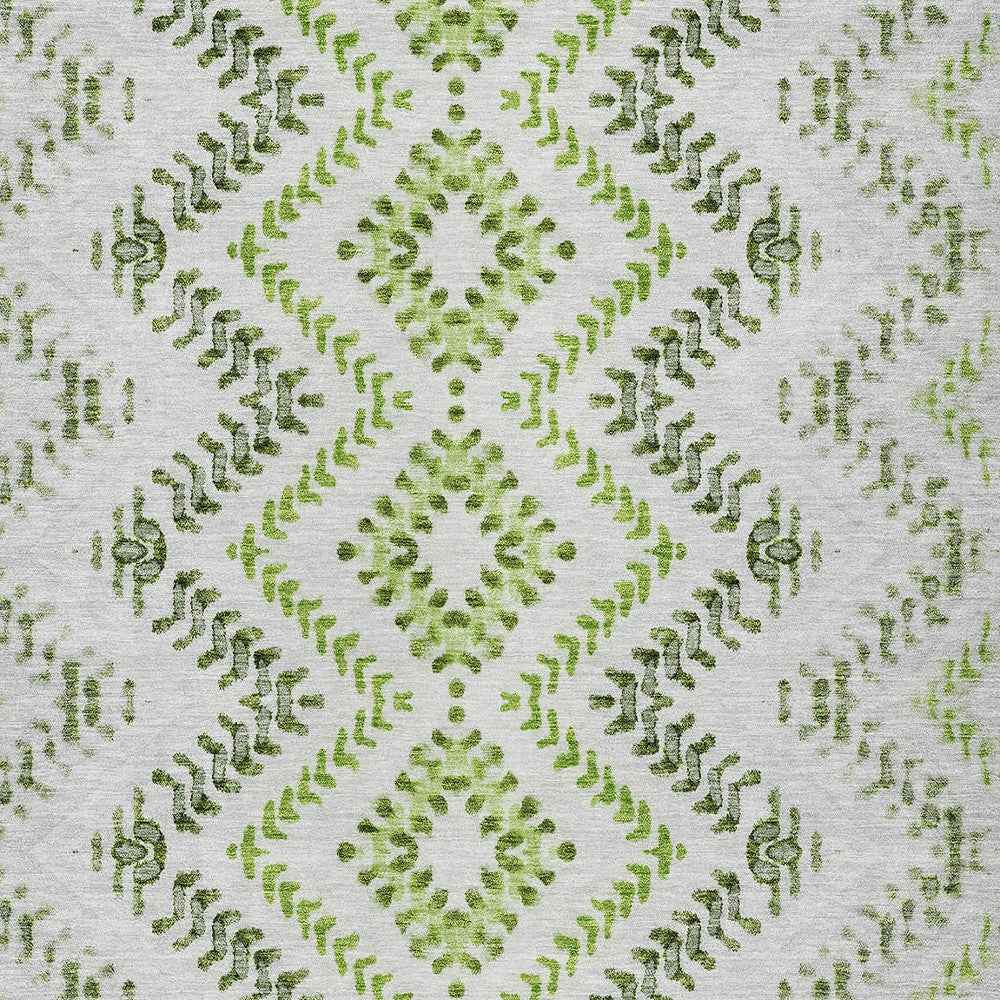 9' X 12' Green Ivory And Gray Geometric Washable Indoor Outdoor Area Rug