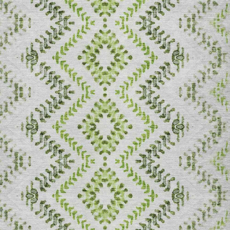 9' X 12' Green Ivory And Gray Geometric Washable Indoor Outdoor Area Rug