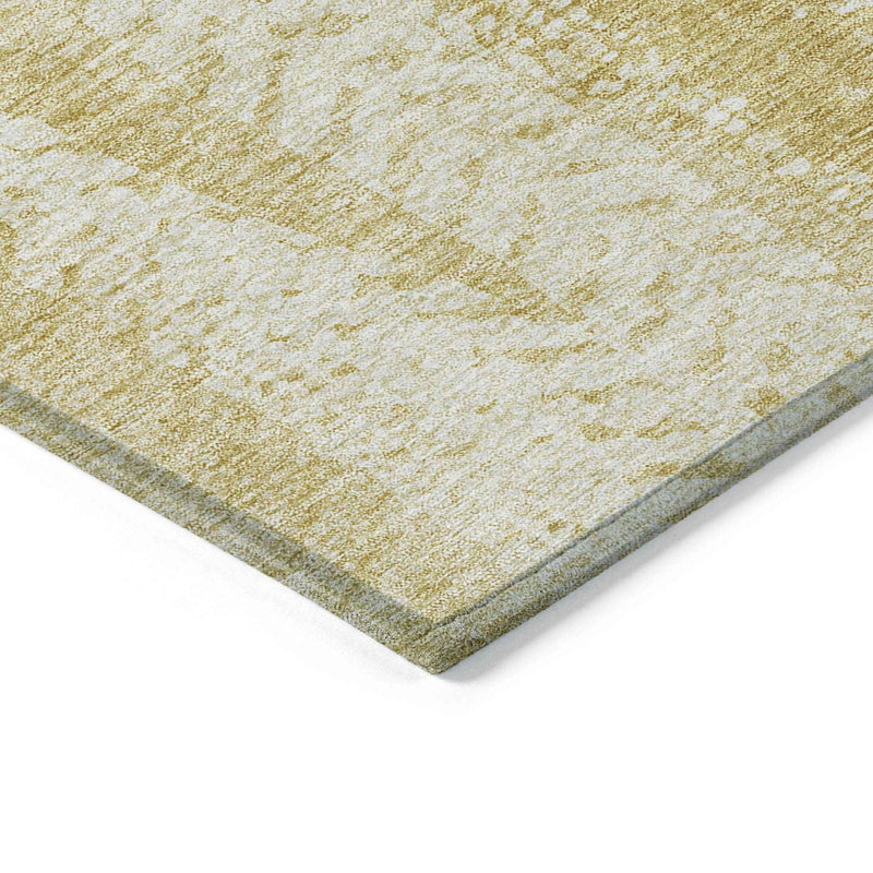 10' X 14' Gold Wheat And Ivory Botanical Leaves Washable Indoor Outdoor Area Rug