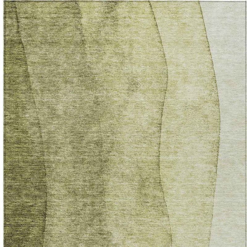 3' X 5' Olive Green And Artichoke Green Ombre Washable Indoor Outdoor Area Rug