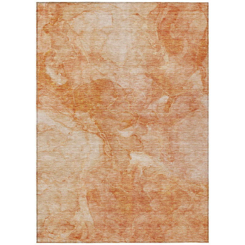 8' X 10' Salmon Peach And Ivory Nautical Washable Indoor Outdoor Area Rug