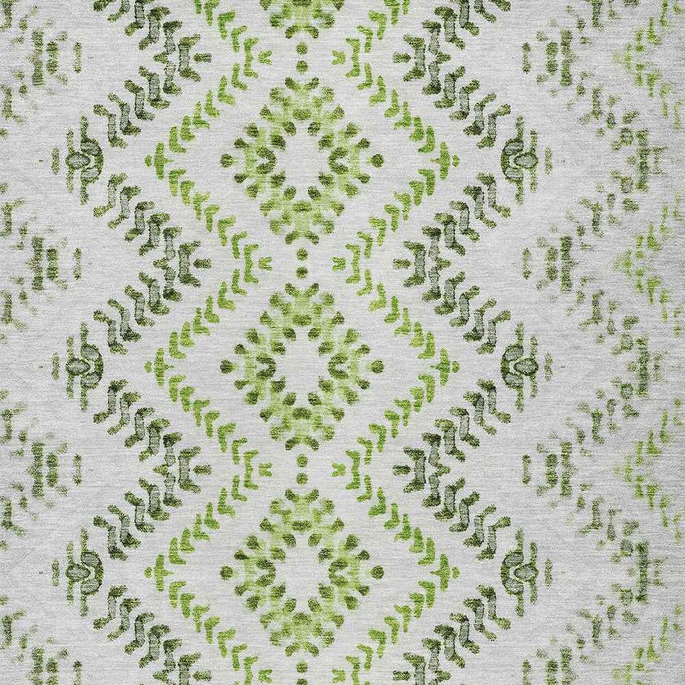 8' X 10' Green Ivory And Gray Geometric Washable Indoor Outdoor Area Rug