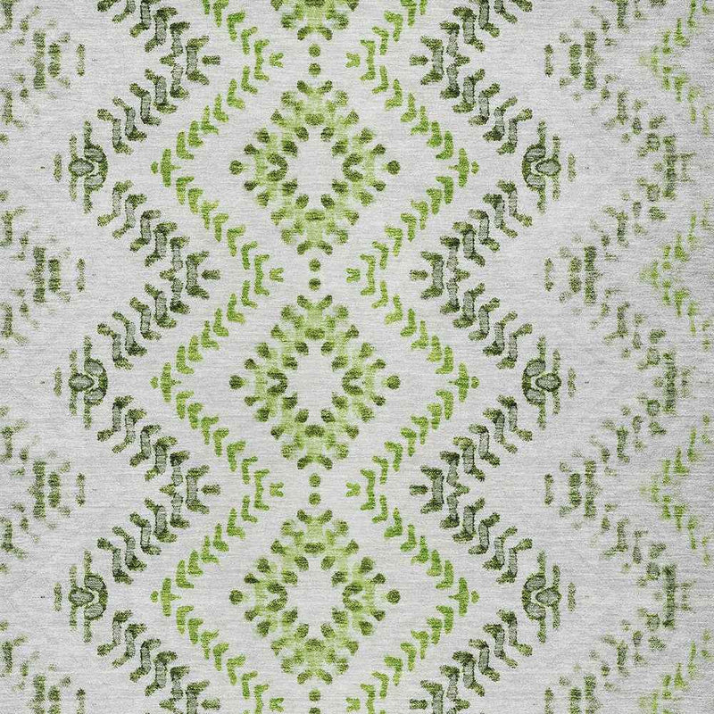8' X 10' Green Ivory And Gray Geometric Washable Indoor Outdoor Area Rug