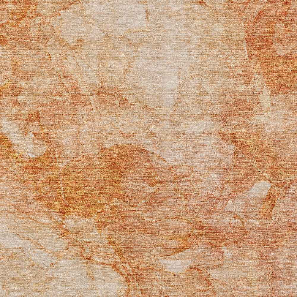 8' X 10' Salmon Peach And Ivory Nautical Washable Indoor Outdoor Area Rug