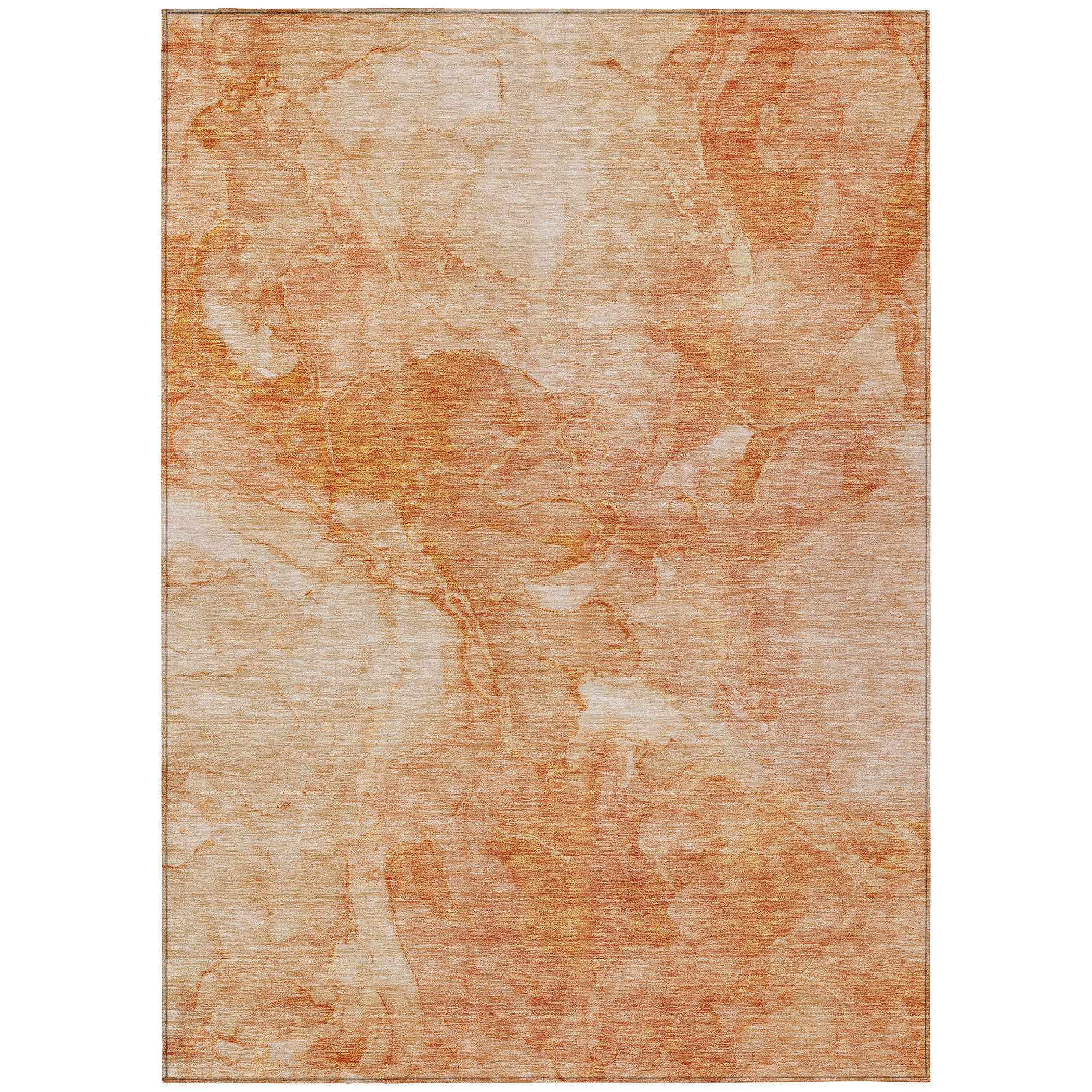 10' X 14' Salmon Peach And Ivory Nautical Washable Indoor Outdoor Area Rug