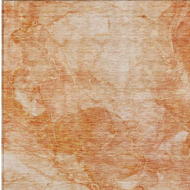 10' X 14' Salmon Peach And Ivory Nautical Washable Indoor Outdoor Area Rug