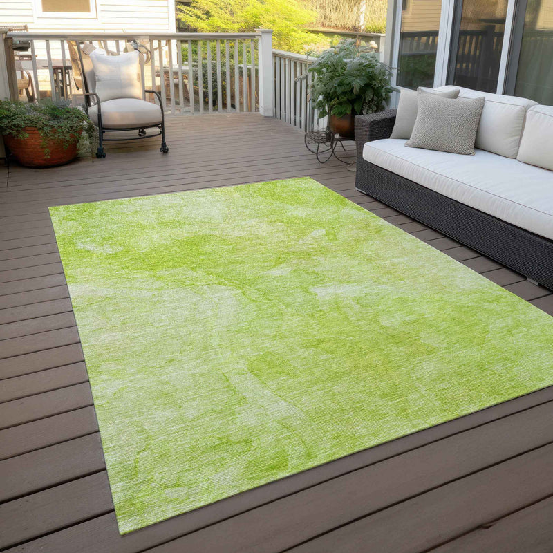 9' X 12' Artichoke Green And Lime Green Nautical Washable Indoor Outdoor Area Rug