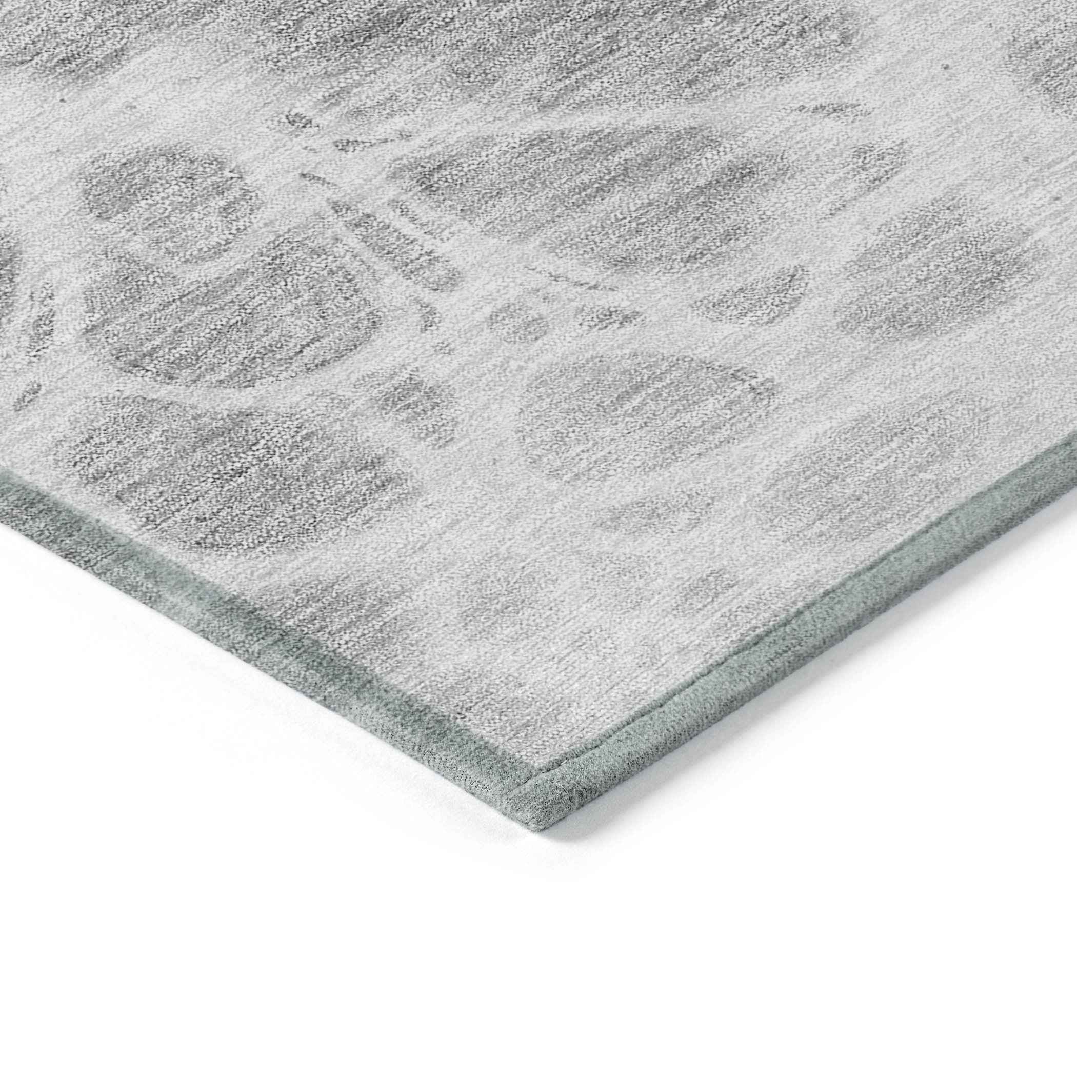 8' X 10' Gray Silver And Ivory Nautical Washable Indoor Outdoor Area Rug