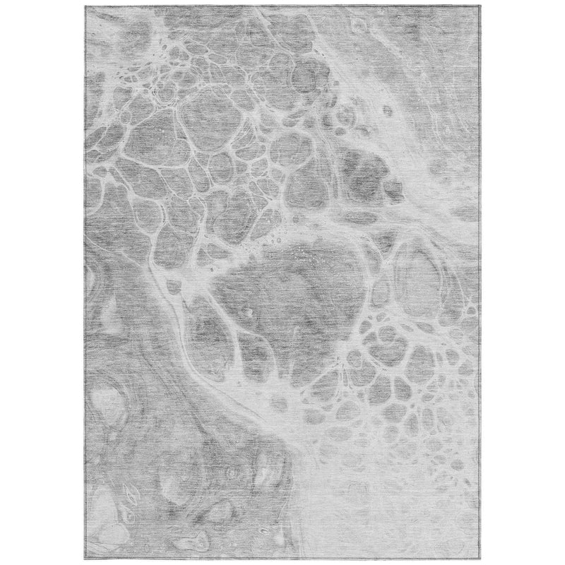 8' X 10' Gray Silver And Ivory Nautical Washable Indoor Outdoor Area Rug