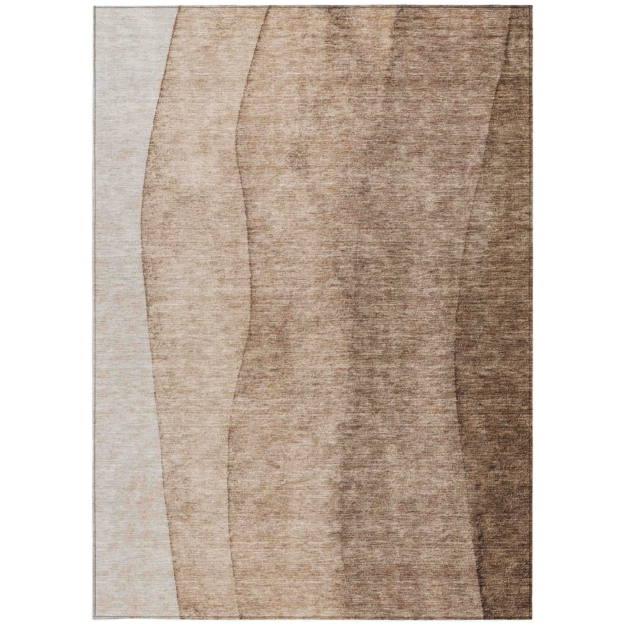 5' X 8' Brown And Beige Ombre Washable Indoor Outdoor Area Rug