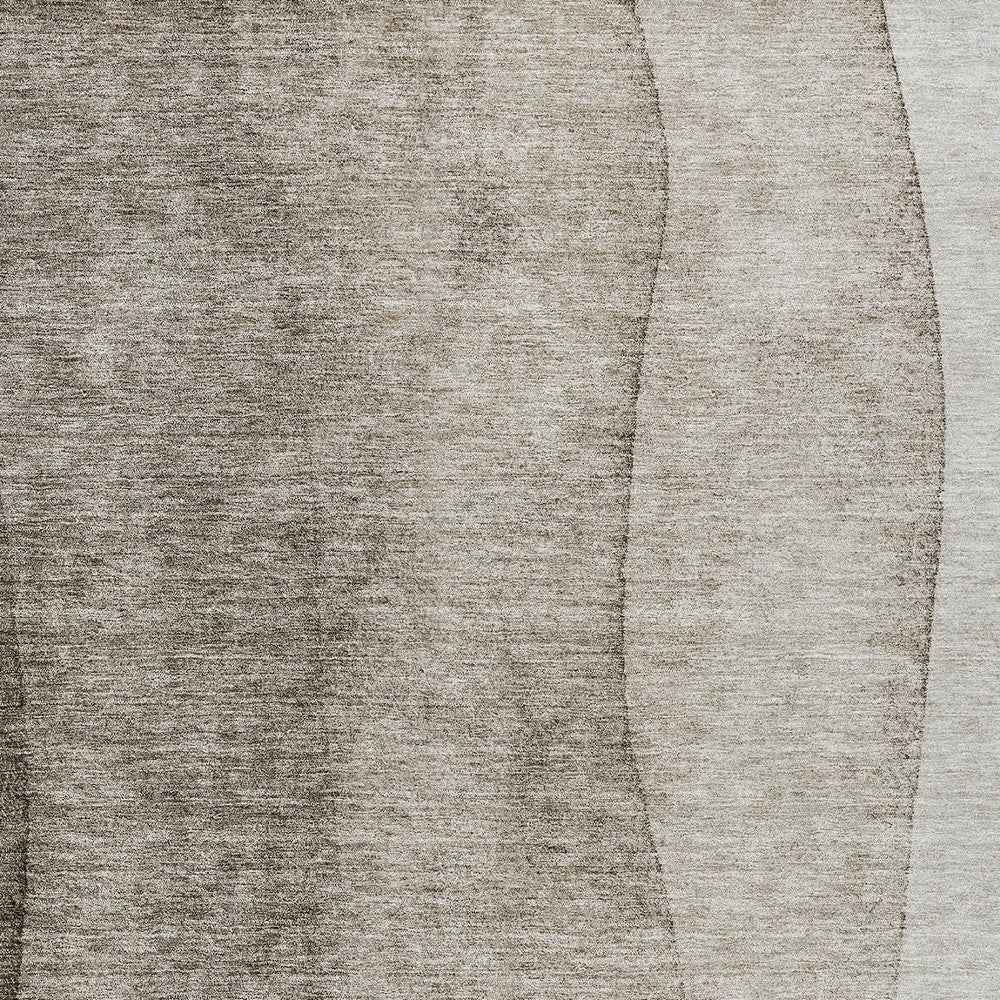 8' X 10' Taupe Brown And Ivory Ombre Washable Indoor Outdoor Area Rug