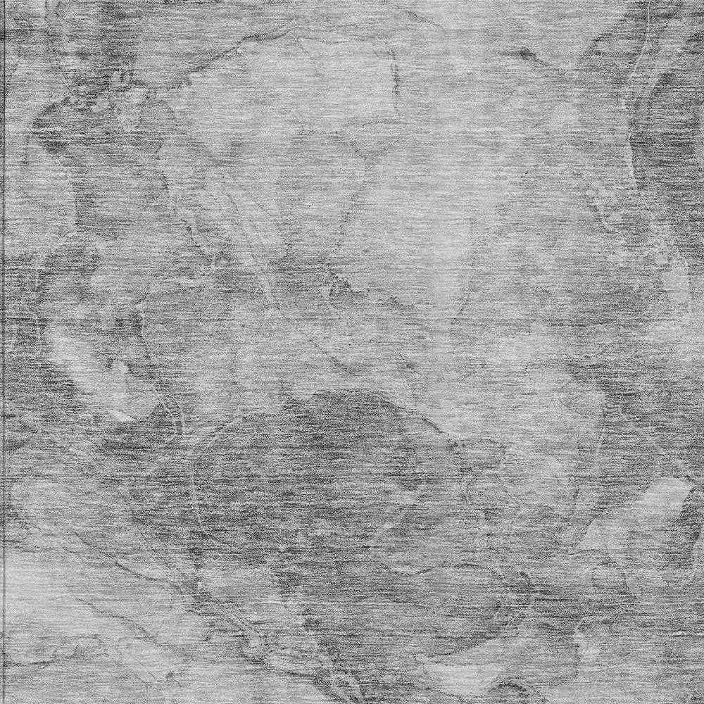 8' X 10' Gray Silver And Charcoal Nautical Washable Indoor Outdoor Area Rug