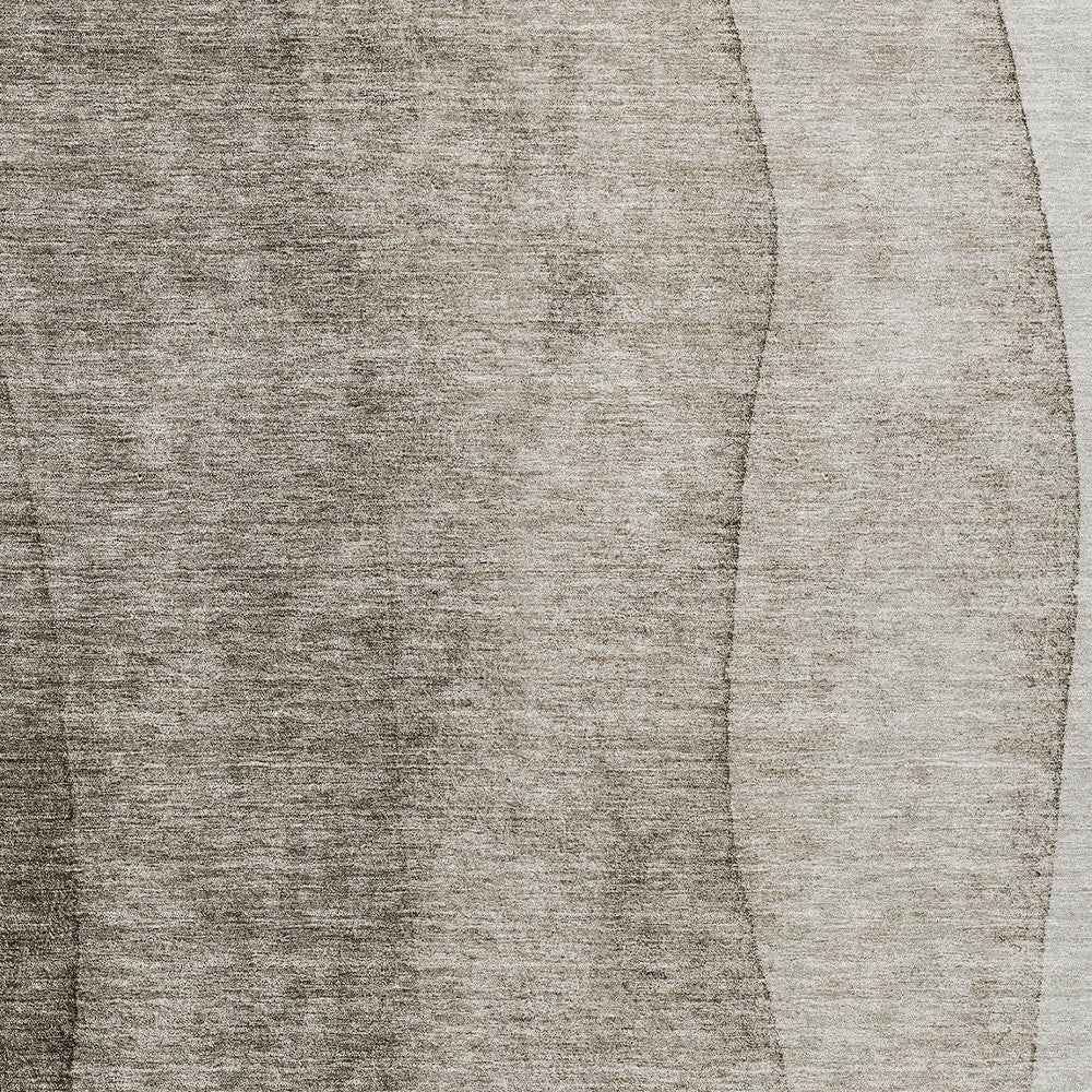 9' X 12' Taupe Brown And Ivory Ombre Washable Indoor Outdoor Area Rug