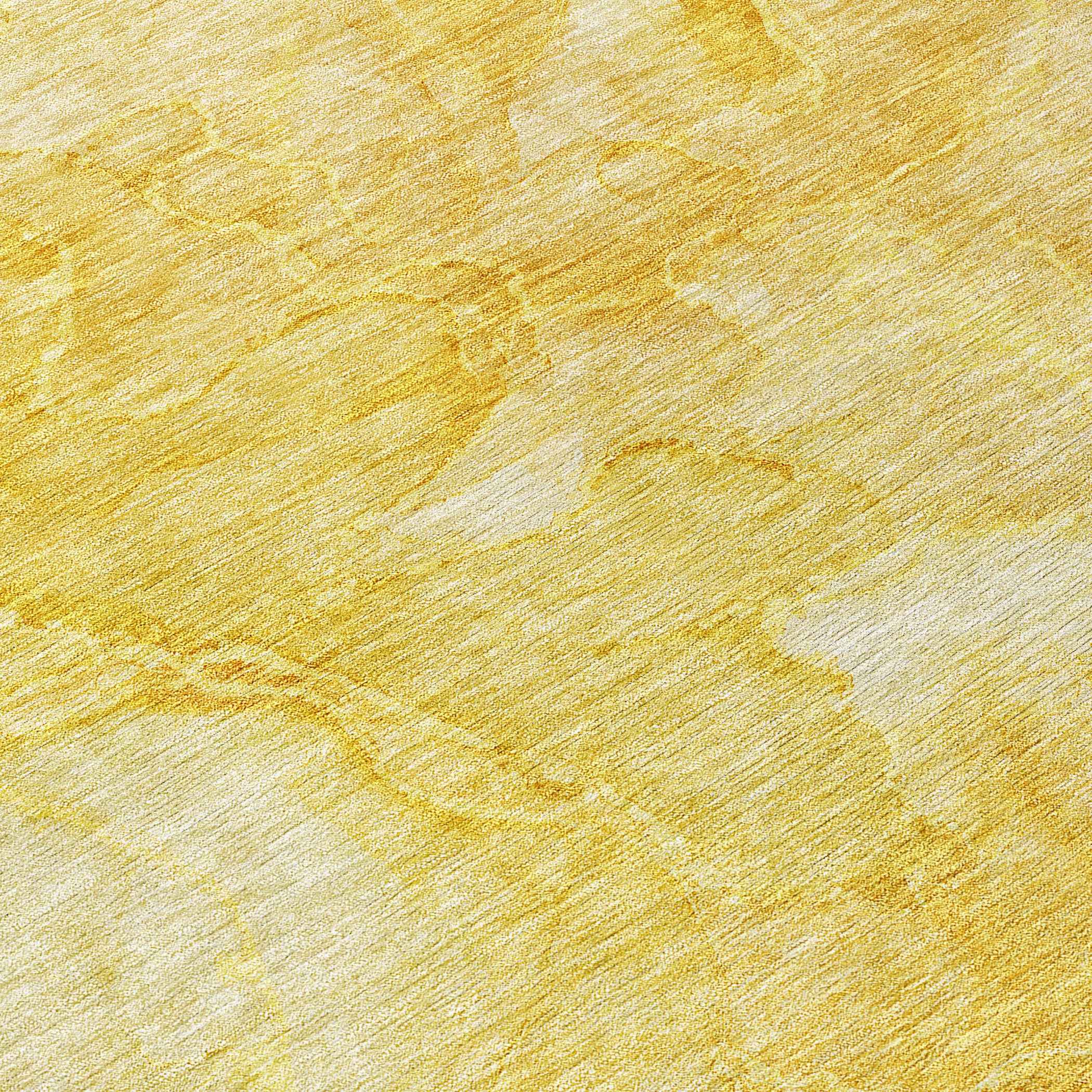 8' Gold And Yellow Round Nautical Washable Indoor Outdoor Area Rug