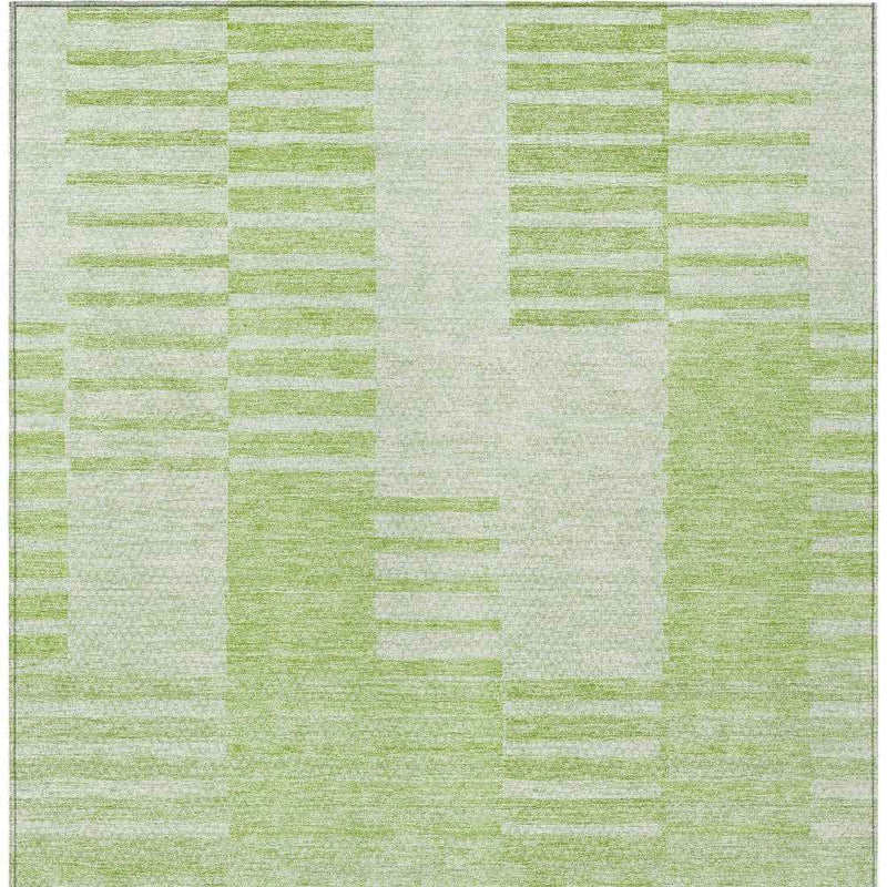 8' X 10' Artichoke Green And Mint Green Striped Washable Indoor Outdoor Area Rug